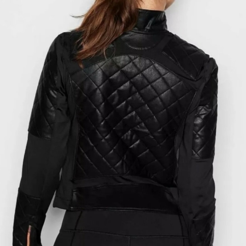 Victoria’s Secret Sport Black Faux Leather Quilted Jacket - Picture 7 of 10
